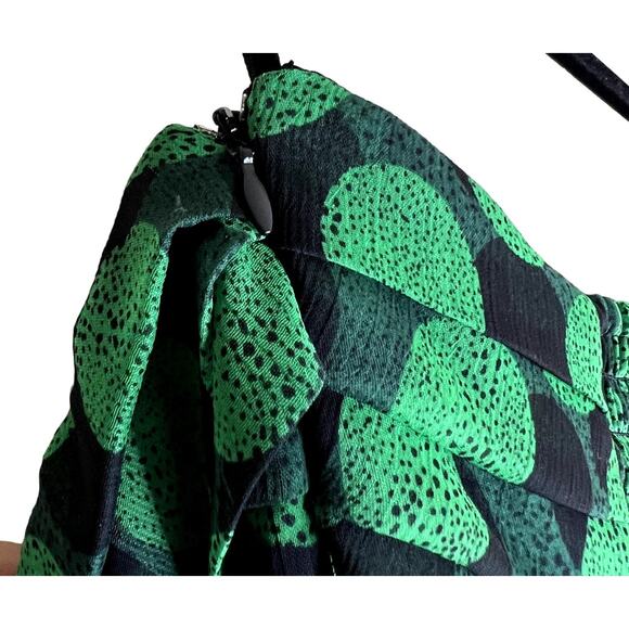 Fynn & Rose Swing Mini Dress Women Size XS Green Black Dot Strapless Coquette - Picture 7 of 9